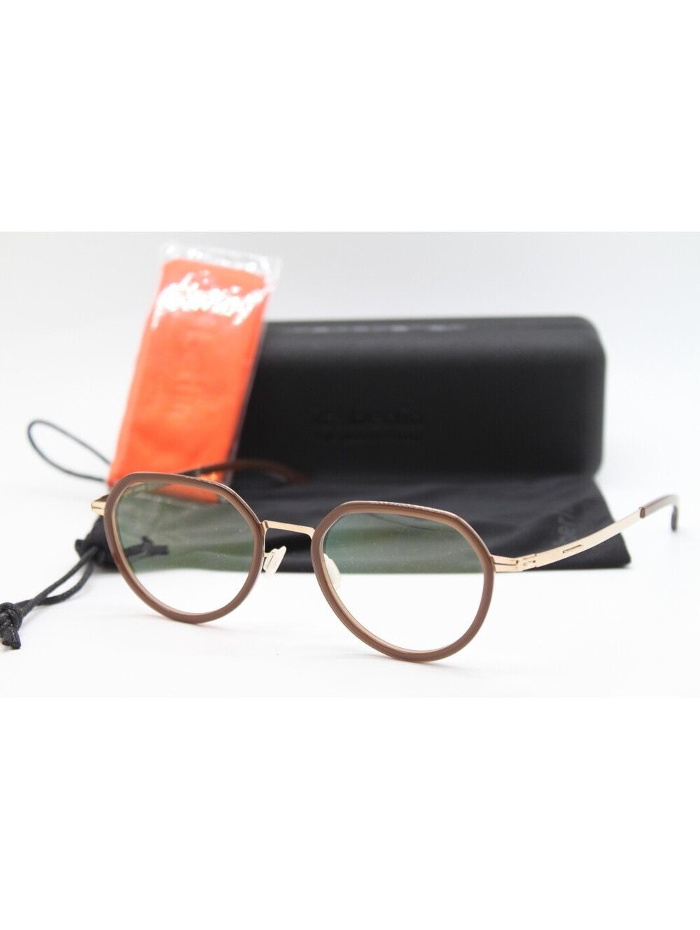 NEW IC! BERLIN MODEL OSTRO ROSE GOLD BROWN AUTHENTIC EYEGLASSES W/CASE 49-21